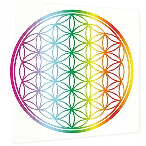 INDIGOS UG Aufkleber Blume des Lebens - 200x200mm bunt Regenbogen - Heckscheibe - Heckscheiben Aufkleber - Sticker Tuning Boot Auto Laptop LKW