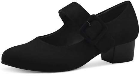 Jana Damen Pumps mit Riemen mit Klettverschluss Vegan, Schwarz (Black), 40 EU
