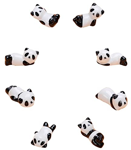 Jingzhan 8 Stück Stäbchen Halter, Essstäbchen Ablagen, Keramik stäbchen Halter, Panda-Form, Wiederverwendbare, für Küchen- und Tischdekoration(Schwarz und Weiß)