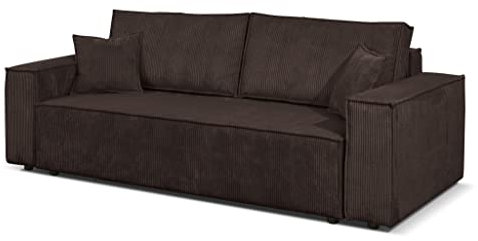Margaret Hadas24 Couch Passio III mit Schlaffunktion und Bettkasten, 2-Sitzer, Schlafsofa, inklusive Dekokissen, Stauram, Polstersofa für Wohnzimmer 250 x 105 cm, moderner Stoff Poso, bequem, braun