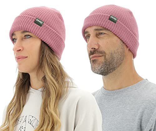 JEEP O102600-P490 J Berretto in Maglia A Costine con Risvolto J22W Unisex Dusty Rose Uni