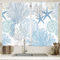 Yorida Küchen-Fenstervorhänge mit Ozeanmotiv, blau, Strand, Küstenvorhänge für Küche, nautisch, klein, Küchenvorhang, Seestern, Muschel, kurze Café-Vorhänge, 60x99 cm, 2 Paneele