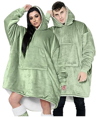 GC GAVENO CAVAILIA Hug And Snug Hooded Blanket Giant Blanket Hoodies Oversized Sweatshirt, Fluffy Jumper Plain Black Hoodie, One Size Hoody - Green