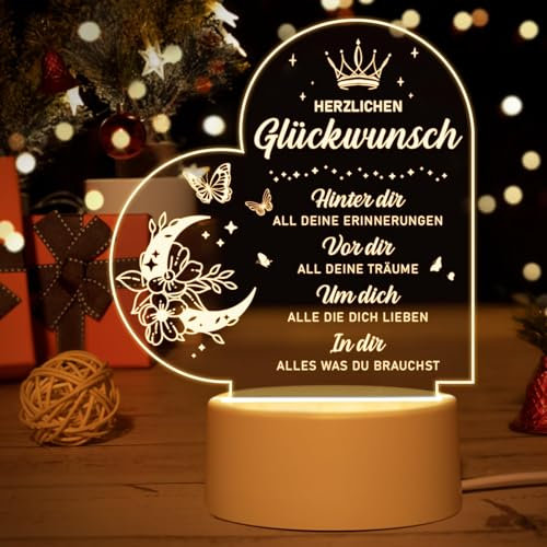 Vetbuosa Geburtstagsgeschenk für Frauen Männer - Acryl Nachtlicht Deko Geburtstagsgeschenke für Frau Männer, Geburtstag Geschenk für Mama, Papa, Freundin, Ehemann, Ehefrau