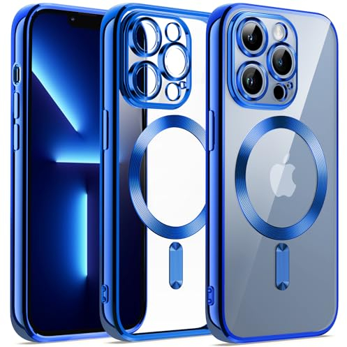 JETech Soft Clear Case for iPhone 13 Pro 6.1-Inch, Camera Lens Full Protection, Compatible with MagSafe Wireless Charging, Shockproof Electroplated TPU Phone Cover (Deep Blue)