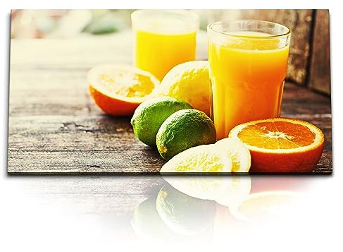 Paul Sinus Kunstdruck Bilder 120x60cm Küchenbild Orangensaft Limetten Orangen Sonnenschein