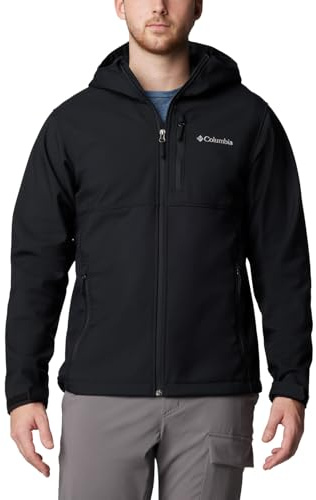 Columbia Mens Ascender II Hooded Softshell Rain Jacket, Black, Small