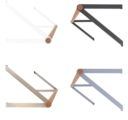 Natural Goods Berlin 2x Kleider-Stange GARD REINICKENDORF | Wandmontage | Kleider-Stangen-Halter aus Metall in Antik-Gold | 130cm Rundstab aus europäischem Eichen-Holz | Ideal als Garderoben-Stange
