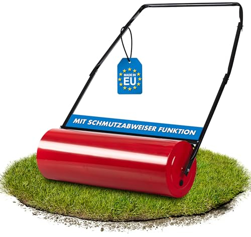 GartenGuru® Rouleau à gazon de 80 cm - Durable et robuste - Avec déflecteur de saleté - Rouleau à gazon pouvant être rempli jusqu'à 75 kg de sable et d'eau - Rouleau de jardin en acier - Rouleau