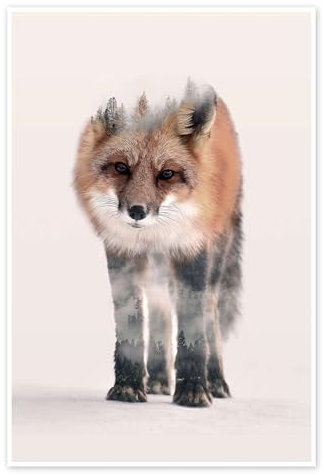 Hondo Kitsune Poster von Peg Essert 80 x 120 cm Beige Double Exposure Wanddeko