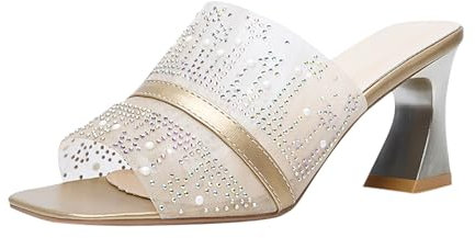 Scarpe da Ginnastica Rosa Scarpe con Tacco Alto da Donna Sandali in Denim con Una Linea Taglie Forti Sandali con Tacco Grosso in Cristallo Scarpe da Lavoro per Ufficio con Tacco Alto U-07 Gold 7.5