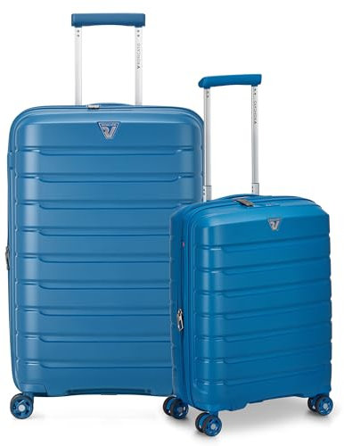 RONCATO B-FLYING Set 2 trolley Medio e Cabina Espandibili 4 Ruote, Rigidi con Chiusura TSA - DENIM