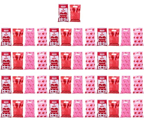 NPYQ 50 Stück Valentinstag Partytüten In Verschiedenen Designs Süßigkeitentüten Kleine Aufbewahrungsbeutel Für Geschenke Und Dekorationen Geschenktüten Für Den Valentinstag