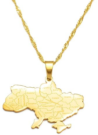 GZHENGZG Herrenhalsketten und Damenschmuck Ukraine Kiew mit Städten Anhänger Ukrainische Halskette Schmuck Geschenk