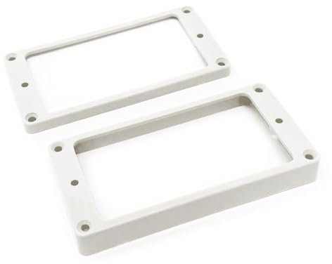 Vintage Forge Humbucker-Tonabnehmer-Montagering-Set (Brücke und Hals) mit flachem Boden, kompatibel mit Gibson Les Paul SG Gitarren HR2020F-WHT, Weiß