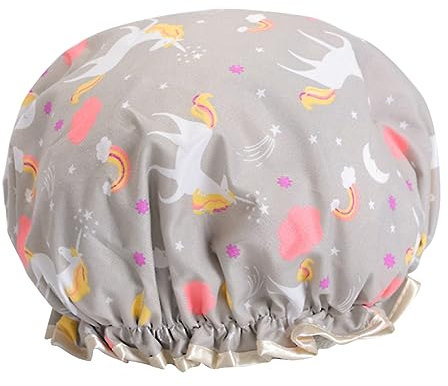 BIUDECO Gorro De Ducha Unicornio Doble Capa Resistente Aceite y Agua Gorro Baño Mujer