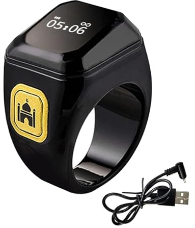 KEWAYO Tasbih Gebetszähler 18 mm, Gebetszähler Smart Tally Ringe, wiederaufladbar, Tasbih Tally Clicker, Zähler Finger Erinnerung mit OLED-Display