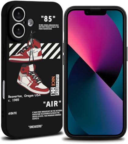 Coole Handyhülle für iPhone 16 Plus, für Jungen und Herren, ästhetischer Basketball, sturzfester Objektivschutz, Sport-Sneaker, Straßendesign, stoßfeste Designer-Hüllen kompatibel mit iPhone 16 Plus,