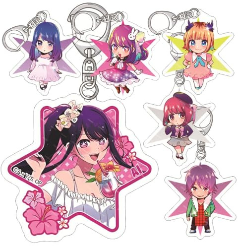 6 Pcs Porte Clés Oshi Noko AI Anime Oshi Noko Figurine Hoshino AI Cosplay Accessoires Pendentif Acrylique Keychain Oshi Noko Deco