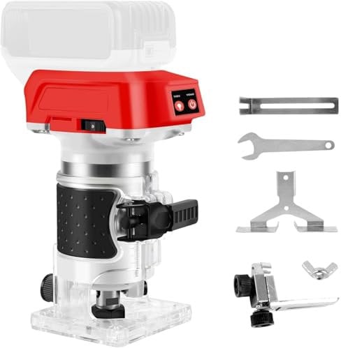 Router cordless compatibile con batteria Milwaukee da 18 V, fresatrice manuale senza spazzole, 30000 giri/min, 800 W, per lavorazione del legno, scanalatura, intaglio, pinza da 1/4 (solo corpo)