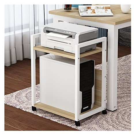 Soporte de CPU de 2 niveles con ruedas giratorias para oficina y hogar con estante de almacenamiento
