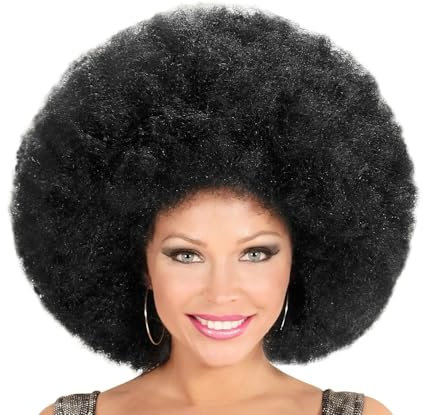Hatstar XL Afro Perücke | Kraushaar Lockenkopf Perücke | Rasta Afroperücke | Kostüm Hippie Accessoire für Karneval und Fasching (schwarz)