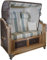 Strandkorb Teak XL grün/beige 2½ Sitzer Voll-Liegemodell