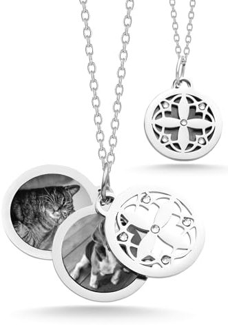 Personalisierter Foto-Anhänger für Damen | Kette mit Bildgravur | Erweiterbar Anzahl Foto Anhänger | langelebige Lasergravur | Edelstahl mit Bild Gravur | Kettenlänge verstellbar (2 Bild-Anhänger)