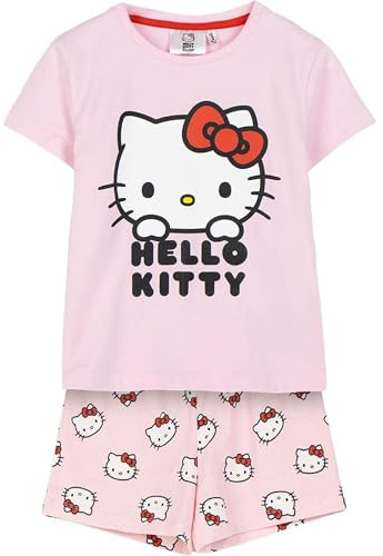 CERDÁ Life's Little Moments Unisex Kinder Kurzes Pyjama-Set Hello Kitty für Mädchen – Süßes Schlafoutfit mit Hello Kitty Motiv Bademantel (2er Pack)
