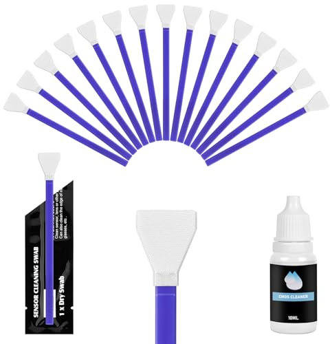 AYESY Écouvillon de Nettoyage de Capteur, 16mm Lot de 15 APS-C Écouvillons Nettoyage pour Capteur, pour Les appareils Photo numériques DSLR ou SLR pour Capteur de 10 ML