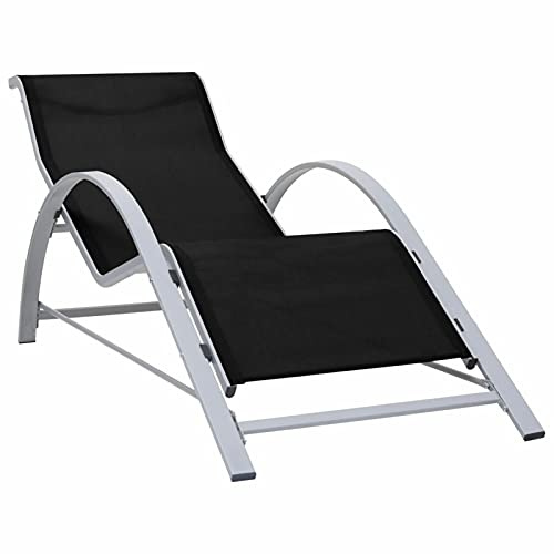Chaise Longue en Aluminium Noir, transats, canapé-lit, Piscine de Jardin pour baignade en Plein air