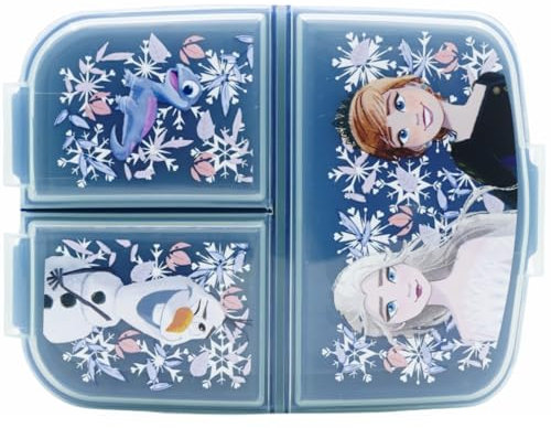 ILS I LOVE SHOPPING Porta Merenda Scuola con 3 scomparti Portamerenda in Plastica Bambini Pranzo Launch Box - BPA Free (per FROZEN)