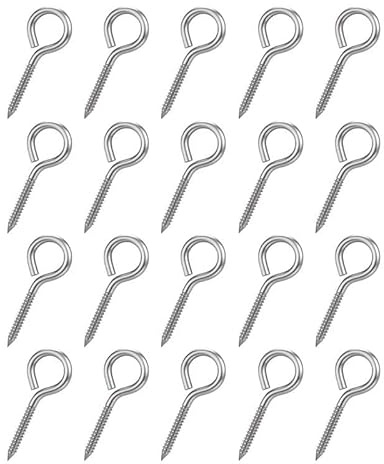 Nikovoke 20Pcs 25mm Galvanised Eye Screws Silver - Self-Drilling Wall Hooks for Hanging Plants/Bird Feeders/Curtains, Indoor & Outdoor Use