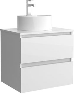 Mueble de Baño BEQUIA 70cm Blanco Brillo | Lavabo sobre encimera Porcelana Centrado