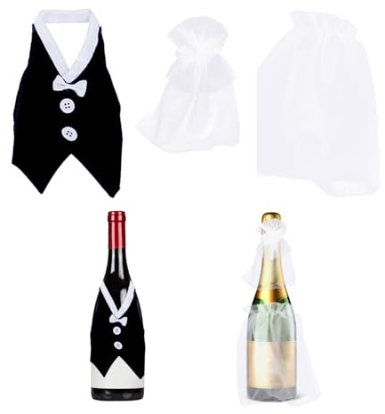 2 Stück Hochzeit Flaschen Deko Weinflaschentasche Für Braut Und Bräutigam Tischdekoration Für Hochzeitskleider Sektglashochzeit Lustige Weinflaschenhülle Geeignet Für Hochzeit Party Verlobung