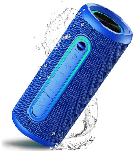 TIMU Bluetooth Lautsprecher mit Licht, Bluetooth 5.4 Musikbox, 30W Dual Lautsprecher, Dualen Bass-Treibern, 30 Std Akku, IPX7 wasserdicht, TWS Paarung, AUX, TF Karte, Geeignet Outdoor/Party/Reisen