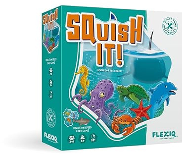 FlexiQ Squish It! – Reaktionsschnelles Kartenspiel mit Meeresbewohnern | Familienspiel ab 6 Jahren | 2–6 Spieler, ca. 10 Min. Spielzeit | Lernspiel zur Förderung von Wahrnehmung