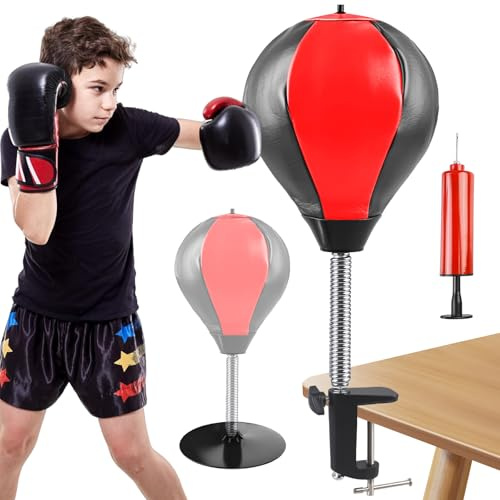 GAOUTO Punchingball Tisch: Büro Punchingball mit Superstarkem Saugnapf und Tischklemme, Mini boxsack, Rage Bag, Tisch Boxsack, Desktop Punching Bag, Punching Ball Set Für Erwachsene Büro