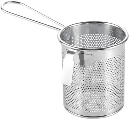 Stainless Steel Pasta Strainer, Mesh Colander Basket for Noodles Dumplings Hot Pot(Style 1)