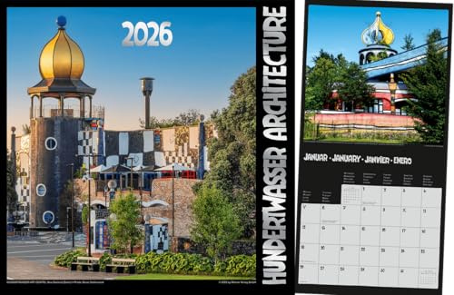 Hundertwasser Architektur - Broschürenkalender Art 2026 - Wörner Verlag - Wandkalender mit Platz für Eintragungen - 30 cm x 30 cm (offen 30 cm x 60 cm)