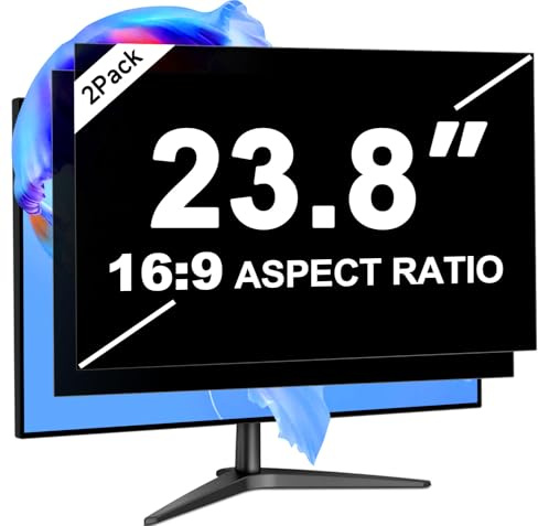 [2-Pack] 23.8 Inch Computer Privacy Screen for 16:9 Aspect Ratio | Widescreen Monitor, Eye Protection Anti Glare Blue Light Monitor Privacy Filter, Removable Anti-Scratch 23.8in Protector Film