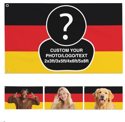 Personalisierte Flagge,Custom Flag Various Sizes Personalize Flags Banners, single-sided or double-sided Fügen Sie Fotos und Text hinzu for Indoor and Outdoor Decoration (Germany Flag)