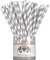 EinsSein 25x Pailles de Papier Stripes L 19,5cm Blanc-Argent