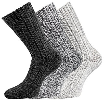 TippTexx 24 3 Paar Norwegersocken, in 3 Farbsortierungen, 3xSchwarz/Dunkelgrau/Hellgrau, 39/42