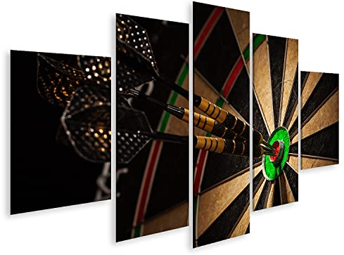 islandburner Bild auf Leinwand Drei Darts Bulls Eye Bilder Wandbilder Poster