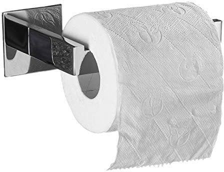 Flybath Toilet Roll Paper Holder SUS 304 Stainless Steel Mirror Polished Bathroom Accessories Wall Mounted, Self Adhesive (No Drilling)