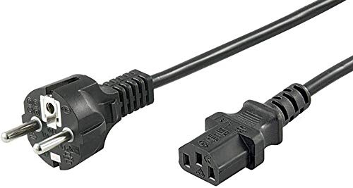 MicroConnect PE020410 Black Electrical Cable 1 m CEE7/7 Coupler C13 - Electric Cables (1 m, Male Connector/Female Connector, CEE7/7, Coupler C13, Black)