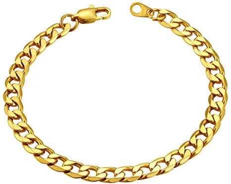 ChainsHouse Frauen Armband Gold Panzerkette Armband für Damen Edelstahl Gliederarmband 6mm Gliederkette Armbänder 21cm Kubanische Kettenarmband Vergoldete Armkette Armreif Modeschmuck für Freundin