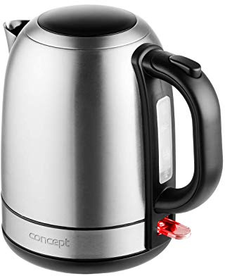 CONCEPT Hausgeräte RK3250 Edelstahl Wasserkocher, 1,2 L, 2200 W, Edelstahl Farbe