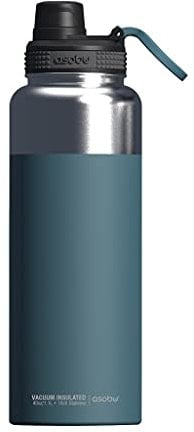Asobu BPA-freie Mighty Trinkflasche aus Edelstahl mit einfachem Griff und leicht zugänglichem Ausguss, hält 12/24 Stunden heiß/kalt (blau)